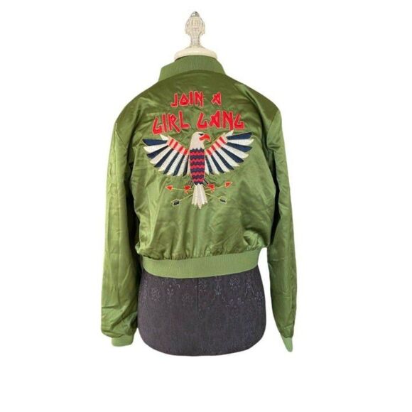 Forever 21 Green Japanese Bomber Jacket (Size Medium) - Picture 2 of 5
